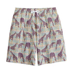 Aztec Giraffe Pattern Print Cotton Shorts