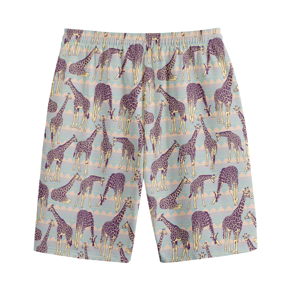 Aztec Giraffe Pattern Print Cotton Shorts