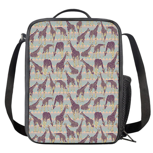 Aztec Giraffe Pattern Print Crossbody Lunch Bag