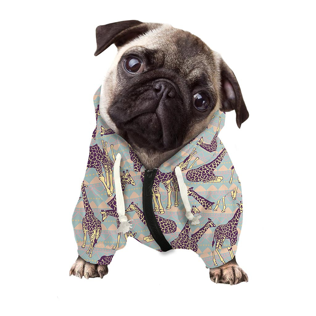 Aztec Giraffe Pattern Print Dog Zip Up Hoodie