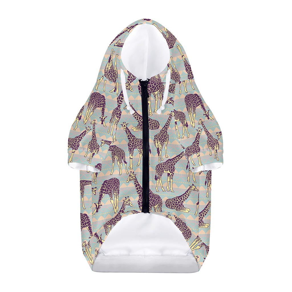 Aztec Giraffe Pattern Print Dog Zip Up Hoodie