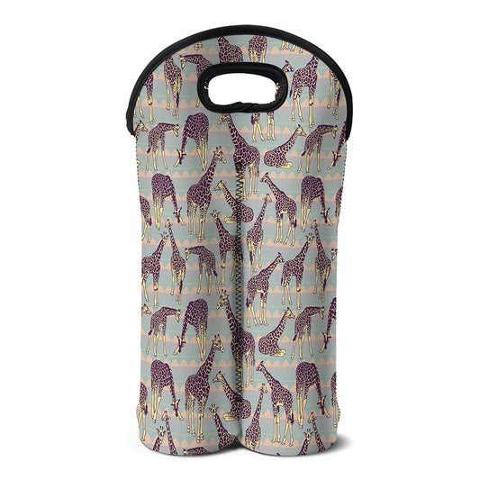 Aztec Giraffe Pattern Print Double Neoprene Wine Tote