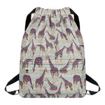 Aztec Giraffe Pattern Print Drawstring Backpack