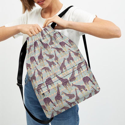 Aztec Giraffe Pattern Print Drawstring Backpack