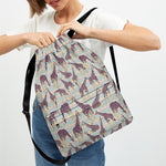 Aztec Giraffe Pattern Print Drawstring Backpack