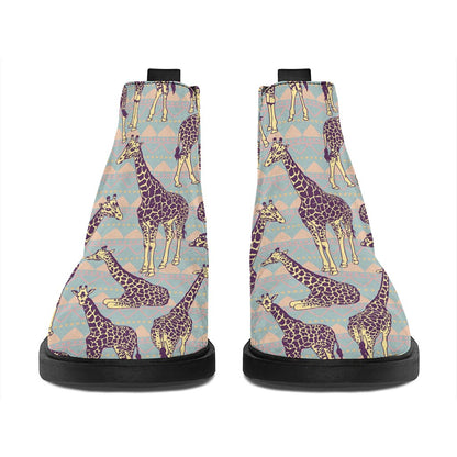 Aztec Giraffe Pattern Print Flat Ankle Boots