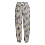 Aztec Giraffe Pattern Print Fleece Lined Knit Pants