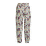 Aztec Giraffe Pattern Print Fleece Lined Knit Pants