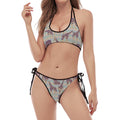 Aztec Giraffe Pattern Print Halter Scoop Tie Side Bikini