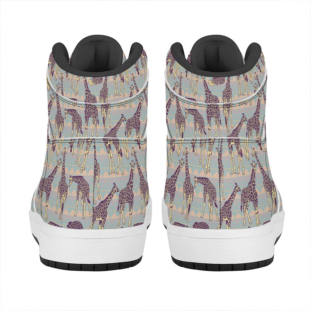 Aztec Giraffe Pattern Print High Top Leather Sneakers