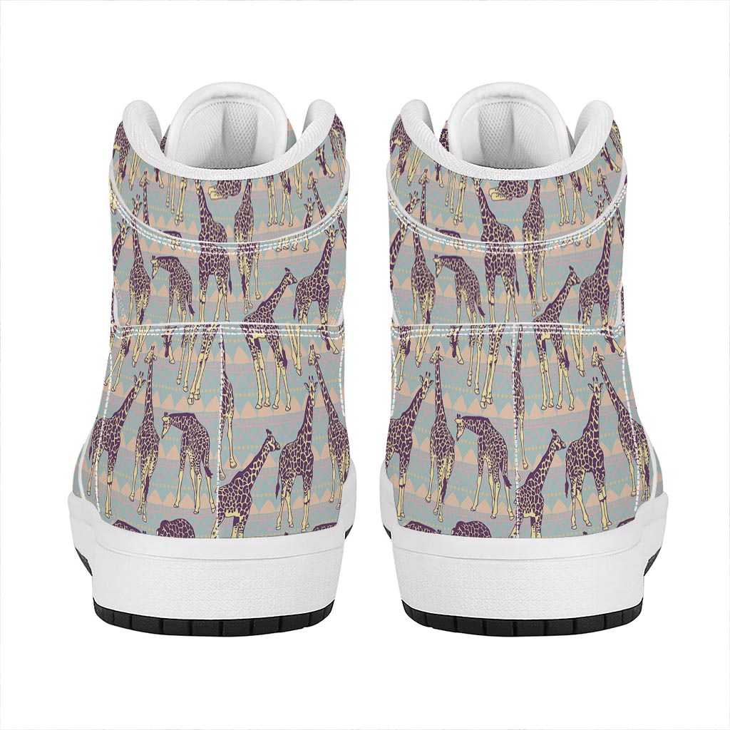 Aztec Giraffe Pattern Print High Top Leather Sneakers