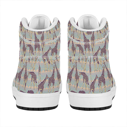 Aztec Giraffe Pattern Print High Top Leather Sneakers