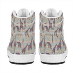 Aztec Giraffe Pattern Print High Top Leather Sneakers