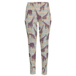 Aztec Giraffe Pattern Print High-Waisted Pocket Leggings