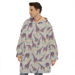 Aztec Giraffe Pattern Print Hoodie Blanket