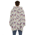 Aztec Giraffe Pattern Print Hoodie Blanket