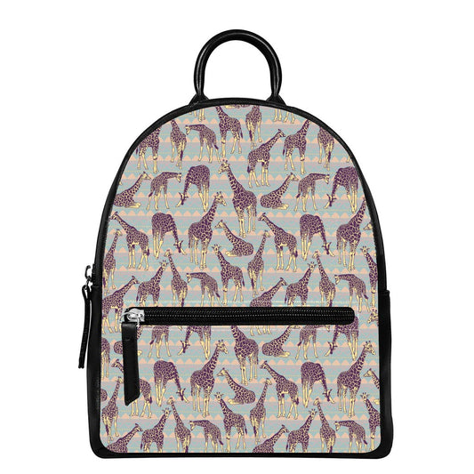 Aztec Giraffe Pattern Print Leather Backpack