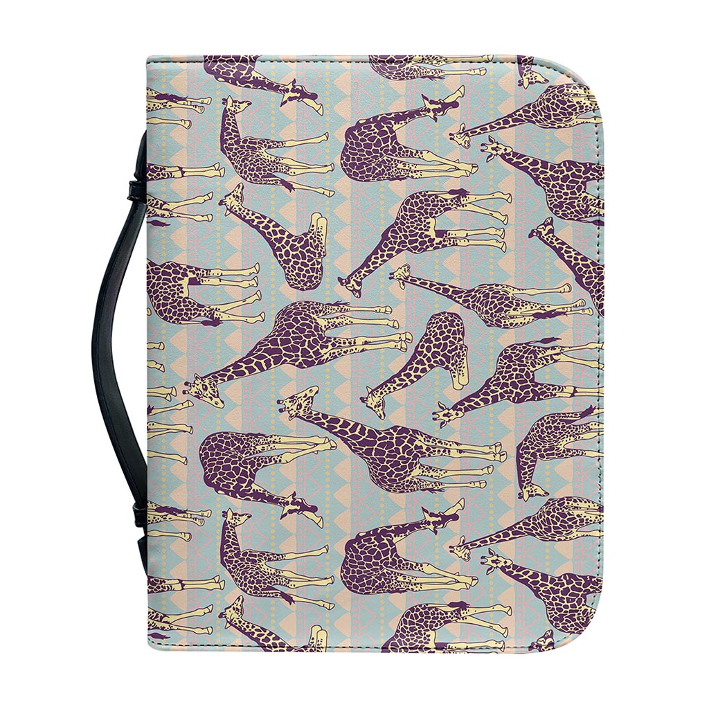 Aztec Giraffe Pattern Print Leather Bible Cover