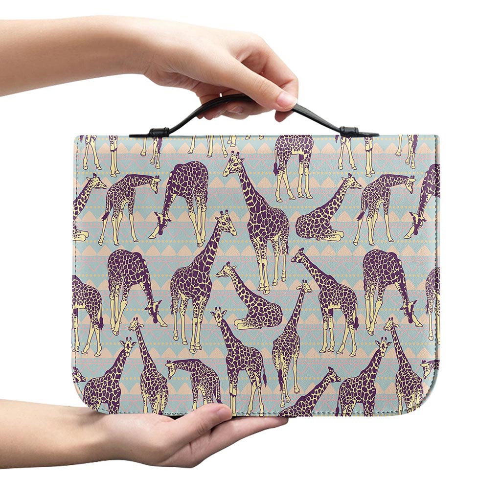 Aztec Giraffe Pattern Print Leather Bible Cover