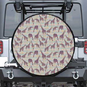 Aztec Giraffe Pattern Print Leather Spare Tire Cover