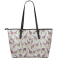Aztec Giraffe Pattern Print Leather Tote Bag With Zipper