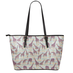 Aztec Giraffe Pattern Print Leather Tote Bag