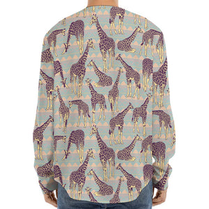 Aztec Giraffe Pattern Print Long Sleeve Baseball Jersey