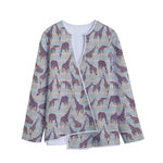 Aztec Giraffe Pattern Print Long Sleeve Short Coat