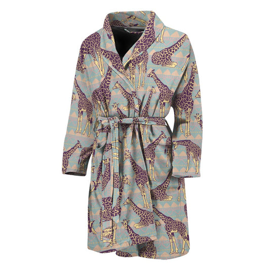 Aztec Giraffe Pattern Print Men's Bathrobe