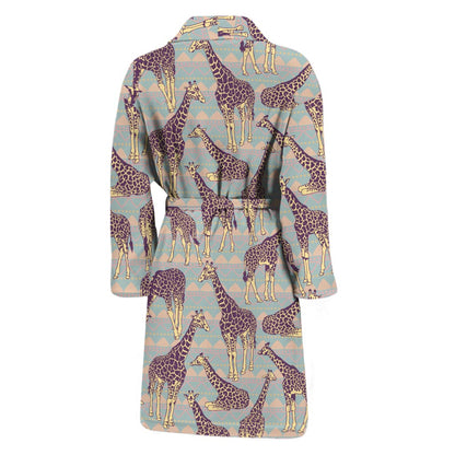 Aztec Giraffe Pattern Print Men's Bathrobe