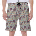 Aztec Giraffe Pattern Print Men's Beach Shorts