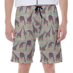Aztec Giraffe Pattern Print Men's Beach Shorts