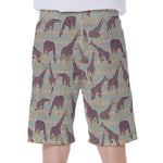 Aztec Giraffe Pattern Print Men's Beach Shorts