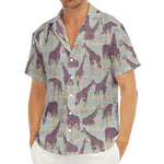 Aztec Giraffe Pattern Print Men's Deep V-Neck Shirt