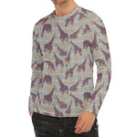 Aztec Giraffe Pattern Print Men's Long Sleeve Rash Guard