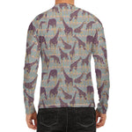 Aztec Giraffe Pattern Print Men's Long Sleeve Rash Guard