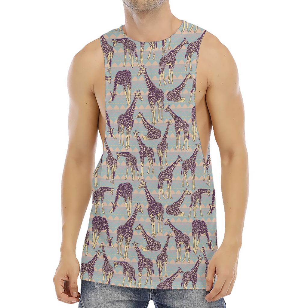 Aztec Giraffe Pattern Print Men's Muscle Tank Top