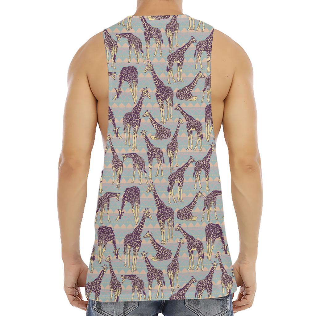 Aztec Giraffe Pattern Print Men's Muscle Tank Top