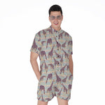 Aztec Giraffe Pattern Print Men's Rompers