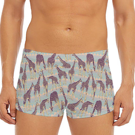 Aztec Giraffe Pattern Print Men's Short Boxer Briefs