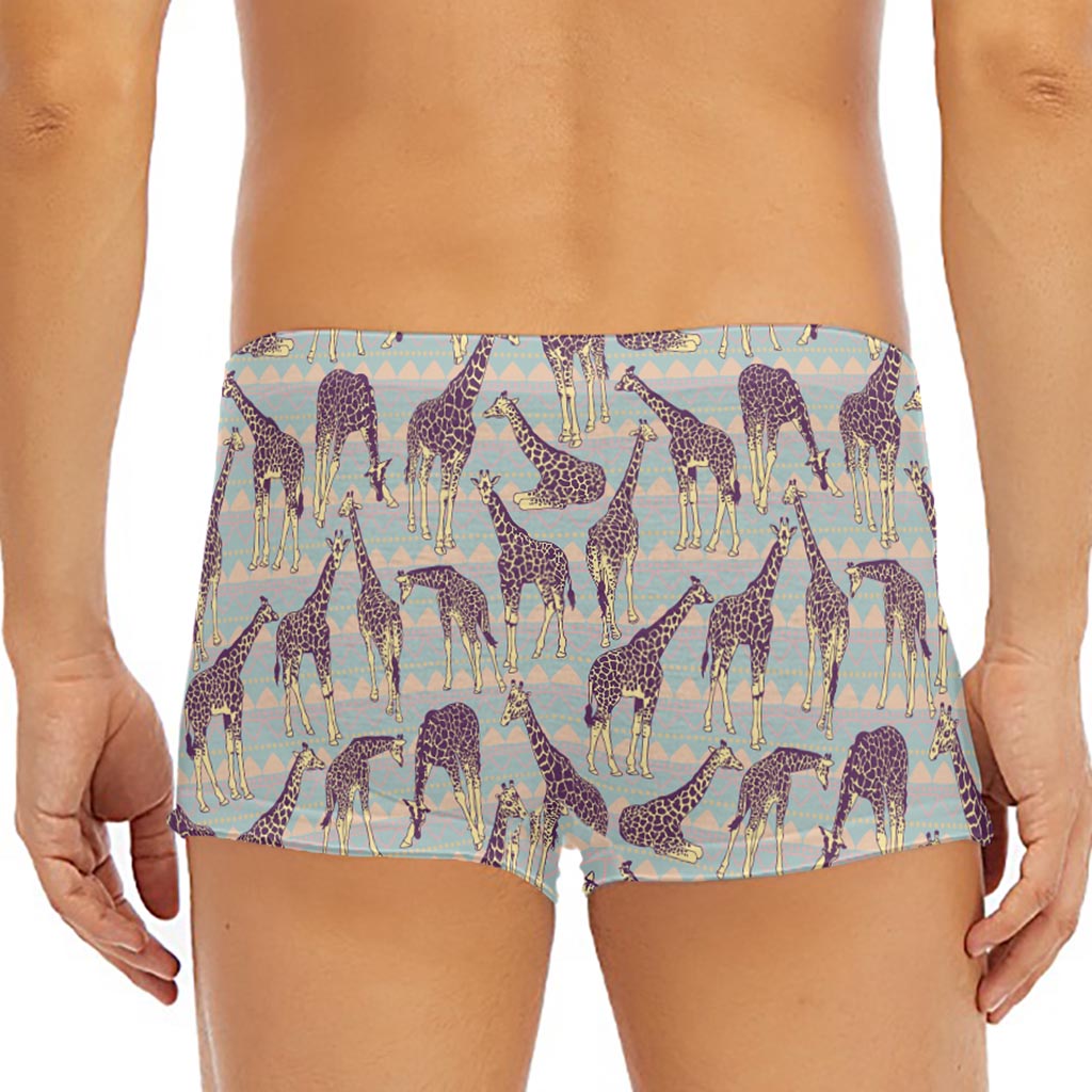 Aztec Giraffe Pattern Print Men's Short Boxer Briefs