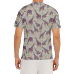 Aztec Giraffe Pattern Print Men's Short Sleeve Rash Guard