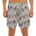 Aztec Giraffe Pattern Print Men's Split Running Shorts