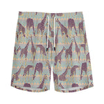 Aztec Giraffe Pattern Print Men's Sports Shorts