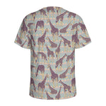 Aztec Giraffe Pattern Print Men's Sports T-Shirt