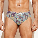 Aztec Giraffe Pattern Print Men's Swim Briefs