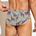 Aztec Giraffe Pattern Print Men's Swim Briefs