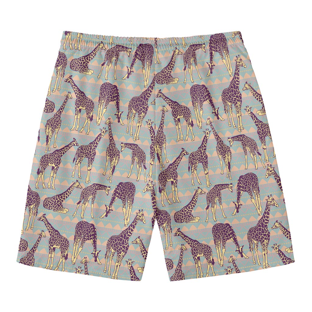 Aztec Giraffe Pattern Print Men's Swim Trunks