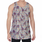 Aztec Giraffe Pattern Print Men's Velvet Tank Top