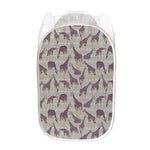 Aztec Giraffe Pattern Print Mesh Laundry Hamper